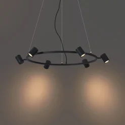 QAZQA Pendelleuchten|Wohnzimmerlampen*Moderne Hängelampe schwarz 6-flammig - Jeana Circle