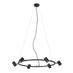 QAZQA Pendelleuchten|Wohnzimmerlampen*Moderne Hängelampe schwarz 6-flammig - Jeana Circle