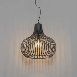 QAZQA Pendelleuchten|Wohnzimmerlampen*Moderne Hängelampe schwarz 48 cm - Sapphira