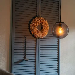 QAZQA Pendelleuchten|Wohnzimmerlampen*Moderne Hängelampe Schwarz mit grauem Glas 20cm - Pallon