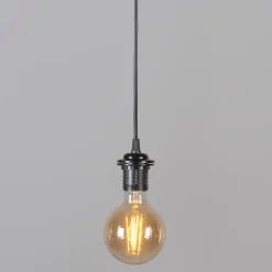 QAZQA Pendelleuchten|Wohnzimmerlampen*Moderne Hängelampe schwarz mit weißem Schirm 45 cm - Pendel