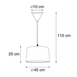 QAZQA Pendelleuchten|Wohnzimmerlampen*Moderne Hängelampe schwarz mit weißem Schirm 45 cm - Pendel