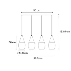 QAZQA Pendelleuchten|Wohnzimmerlampen*Moderne Hängelampe schwarz mit Opalglas 4-flammig - Drop