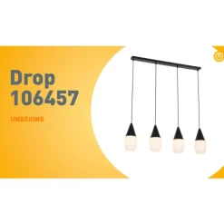 QAZQA Pendelleuchten|Wohnzimmerlampen*Moderne Hängelampe schwarz mit Opalglas 4-flammig - Drop