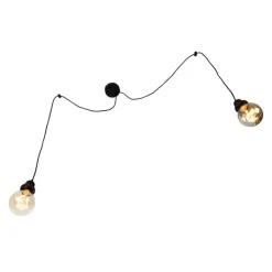 QAZQA Leuchten Ohne Schirm|Pendelleuchten*Moderne Hängelampe schwarz 2-flammig - Cava