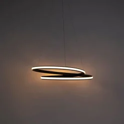 QAZQA Led-Pendelleuchten|Pendelleuchten*Moderne Hängelampe schwarz 74 cm inkl. LED - Rowan