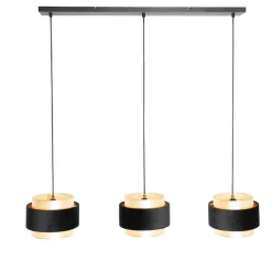 QAZQA Pendelleuchten|Wohnzimmerlampen*Moderne Hängelampe Schwarz mit Gold 3-flammig - Elif