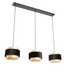 QAZQA Pendelleuchten|Wohnzimmerlampen*Moderne Hängelampe Schwarz mit Gold 3-flammig - Elif