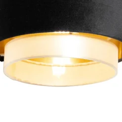 QAZQA Pendelleuchten|Wohnzimmerlampen*Moderne Hängelampe Schwarz mit Gold 3-flammig - Elif