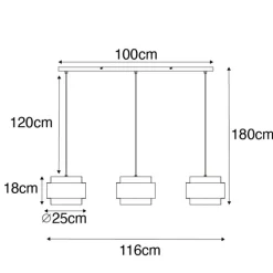 QAZQA Pendelleuchten|Wohnzimmerlampen*Moderne Hängelampe Schwarz mit Gold 3-flammig - Elif