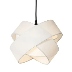 QAZQA Pendelleuchten|Wohnzimmerlampen*Moderne Hängelampe schwarz mit Weiß 3-Lichter - Cloth