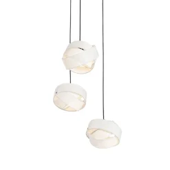 QAZQA Pendelleuchten|Wohnzimmerlampen*Moderne Hängelampe schwarz mit Weiß 3-Lichter - Cloth