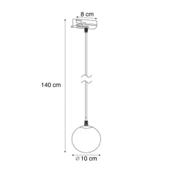 QAZQA Deckenstrahler|Aufbaustrahler*Moderne Hängelampe schwarz mit weißem Glas für 1-Phasen-Schienensystem - Iconic Perle