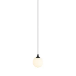 QAZQA Deckenstrahler|Aufbaustrahler*Moderne Hängelampe schwarz mit weißem Glas für 1-Phasen-Schienensystem - Iconic Perle