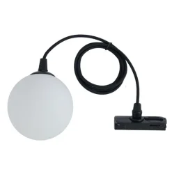 QAZQA Deckenstrahler|Aufbaustrahler*Moderne Hängelampe schwarz mit weißem Glas für 1-Phasen-Schienensystem - Iconic Perle