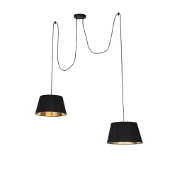 QAZQA Pendelleuchten|Wohnzimmerlampen*Moderne Hängelampe Schwarz 2-Lichter - Lofty