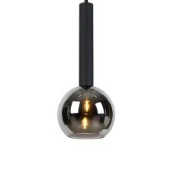 Trio Leuchten Pendelleuchten|Wohnzimmerlampen*Moderne Hängelampe schwarz mit Rauchglas - Clayton