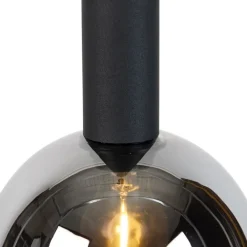 Trio Leuchten Pendelleuchten|Wohnzimmerlampen*Moderne Hängelampe schwarz mit Rauchglas - Clayton
