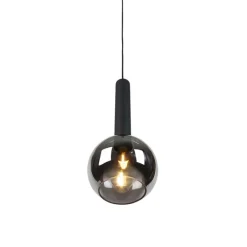 Trio Leuchten Pendelleuchten|Wohnzimmerlampen*Moderne Hängelampe schwarz mit Rauchglas - Clayton