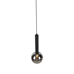 Trio Leuchten Pendelleuchten|Wohnzimmerlampen*Moderne Hängelampe schwarz mit Rauchglas - Clayton