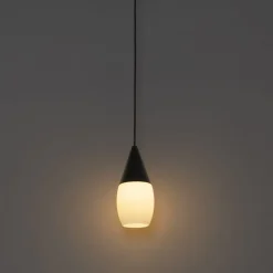 QAZQA Pendelleuchten|Wohnzimmerlampen*Moderne Hängelampe schwarz mit Opalglas - Drop