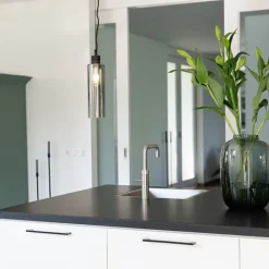 QAZQA Pendelleuchten|Wohnzimmerlampen*Moderne Hängelampe schwarz mit Rauchglas - Stavelot