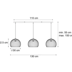 Honsel Pendelleuchten|Wohnzimmerlampen*Moderne Hängelampe schwarz 3-flammig - Koopa