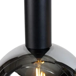 Trio Leuchten Küchenlampen|Pendelleuchten*Moderne Hängelampe schwarz mit Rauchglas 5-Licht - Clayton