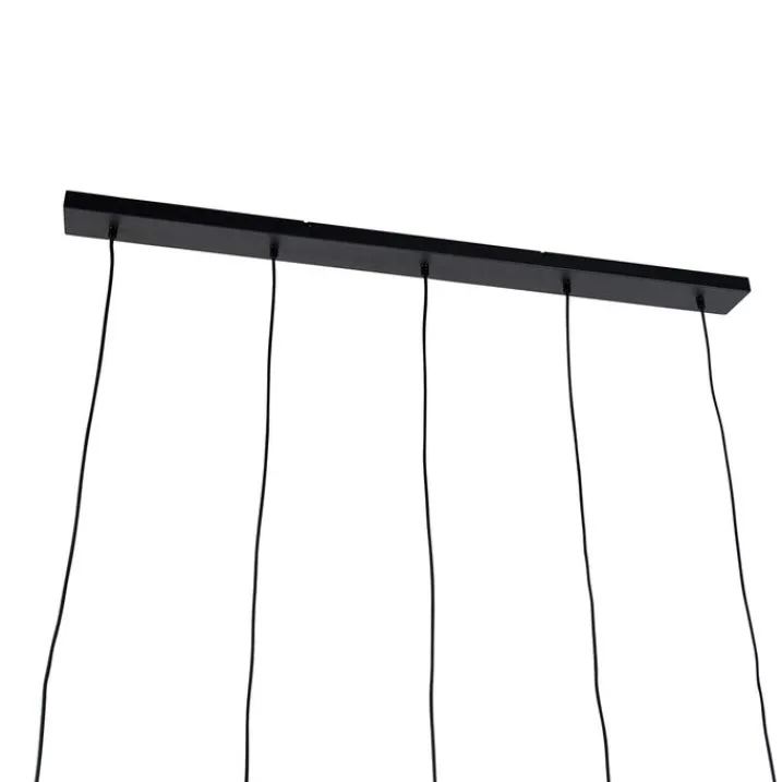 Trio Leuchten Küchenlampen|Pendelleuchten*Moderne Hängelampe schwarz mit Rauchglas 5-Licht - Clayton