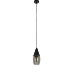 QAZQA Pendelleuchten|Wohnzimmerlampen*Moderne Hängelampe schwarz mit Rauchglas - Drop