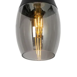 QAZQA Pendelleuchten|Wohnzimmerlampen*Moderne Hängelampe schwarz mit Rauchglas - Drop