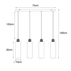 QAZQA Pendelleuchten|Wohnzimmerlampen*Moderne Hängelampe schwarz mit Rauchglas 4-flammig - Stavelot