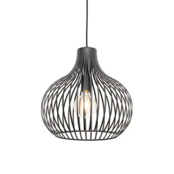 QAZQA Pendelleuchten|Wohnzimmerlampen*Moderne Hängelampe schwarz 38 cm - Saffira
