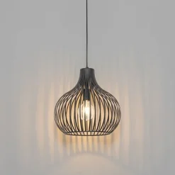 QAZQA Pendelleuchten|Wohnzimmerlampen*Moderne Hängelampe schwarz 38 cm - Saffira