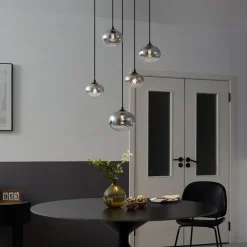 QAZQA Pendelleuchten|Wohnzimmerlampen*Moderne Hängelampe schwarz mit Rauchglas - Jia