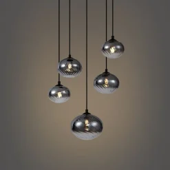 QAZQA Pendelleuchten|Wohnzimmerlampen*Moderne Hängelampe schwarz mit Rauchglas - Jia