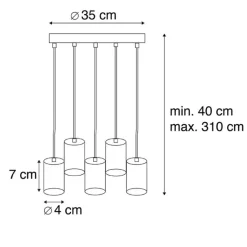 QAZQA Pendelleuchten*Moderne Hängelampe schwarz 35 cm 5-Licht - Facil