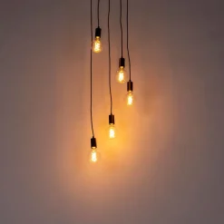 QAZQA Pendelleuchten*Moderne Hängelampe schwarz 35 cm 5-Licht - Facil