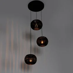 QAZQA Pendelleuchten|Wohnzimmerlampen*Moderne Hängelampe schwarz 3-flammig - Zoë