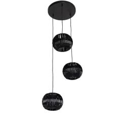 QAZQA Pendelleuchten|Wohnzimmerlampen*Moderne Hängelampe schwarz 3-flammig - Zoë