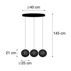 QAZQA Pendelleuchten|Wohnzimmerlampen*Moderne Hängelampe schwarz 3-flammig - Zoë