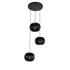 QAZQA Pendelleuchten|Wohnzimmerlampen*Moderne Hängelampe schwarz 3-flammig - Zoë