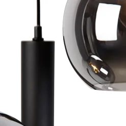 Trio Leuchten Pendelleuchten|Wohnzimmerlampen*Moderne Hängelampe schwarz mit Rauchglas 3-flammig - Clayton