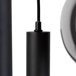Trio Leuchten Pendelleuchten|Wohnzimmerlampen*Moderne Hängelampe schwarz mit Rauchglas 3-flammig - Clayton