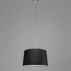 QAZQA Pendelleuchten|Wohnzimmerlampen*Moderne Hängelampe Stahl mit Schirm 45 cm schwarz - Cappo 1