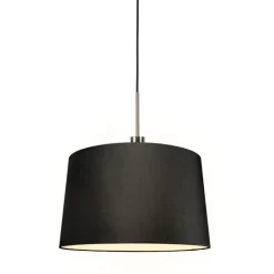 QAZQA Pendelleuchten|Wohnzimmerlampen*Moderne Hängelampe Stahl mit Schirm 45 cm schwarz - Combi 1