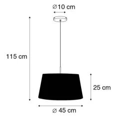 QAZQA Pendelleuchten|Wohnzimmerlampen*Moderne Hängelampe Stahl mit Schirm 45 cm schwarz - Combi 1