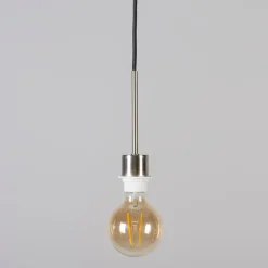 QAZQA Pendelleuchten|Wohnzimmerlampen*Moderne Hängelampe Stahl mit Schirm 45 cm schwarz - Combi 1