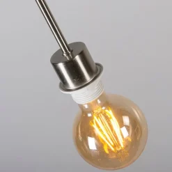 QAZQA Pendelleuchten|Wohnzimmerlampen*Moderne Hängelampe Stahl mit Schirm 45 cm schwarz - Combi 1