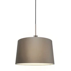 QAZQA Pendelleuchten|Wohnzimmerlampen*Moderne Hängelampe Stahl mit Schirm 45 cm Taupe - Combi 1